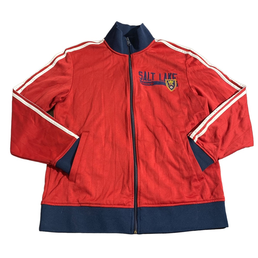 Adidas Real Salt Lake‎ Track Jacket Mens L Red MLS Full Zip 6807A